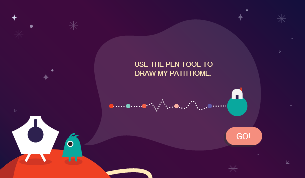 Juegos de aprendizaje para Illustrator juego de herramienta pluma01