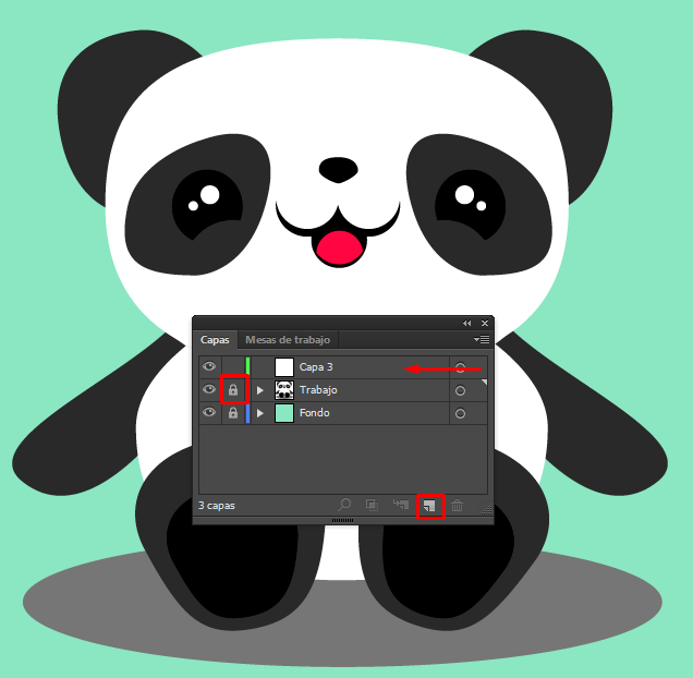 Crea un oso panda en Illustrator step-z4