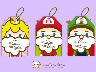 Etiquetas navideñas de Super Mario Run
