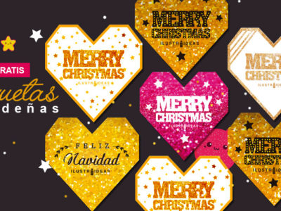 Etiquetas navideñas glitter