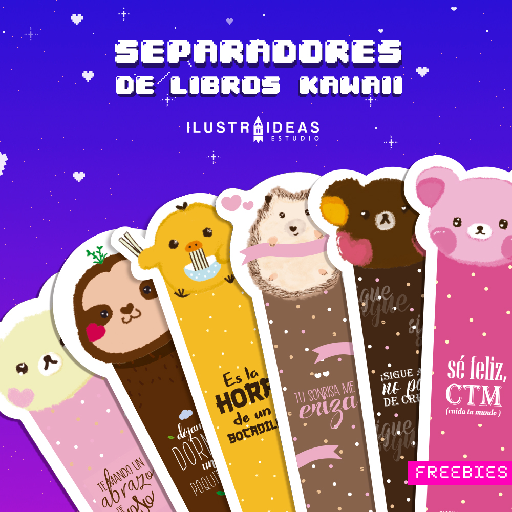 Separadores de libros kawaii