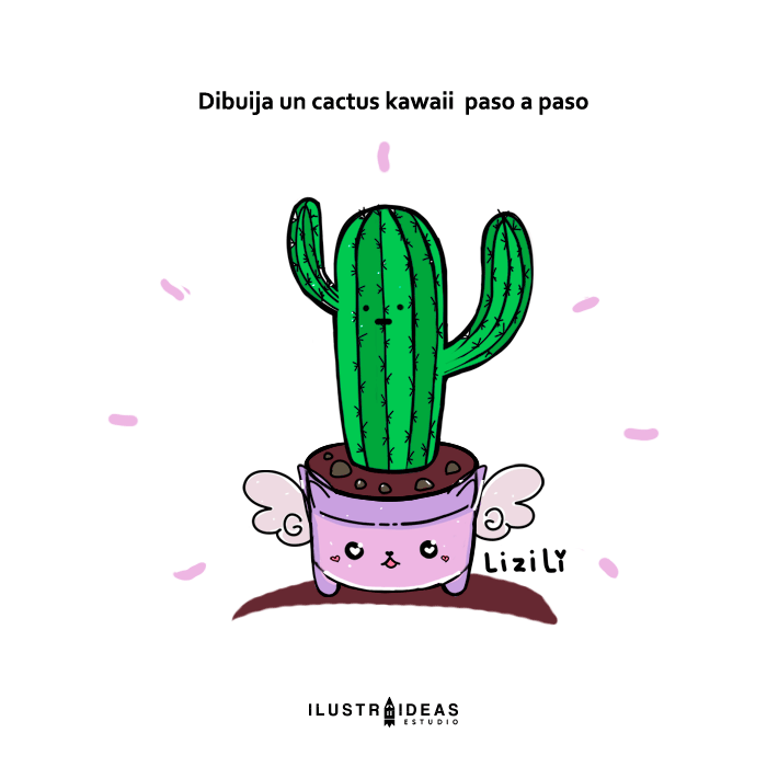 Dibuja un cactus kawaii paso a paso