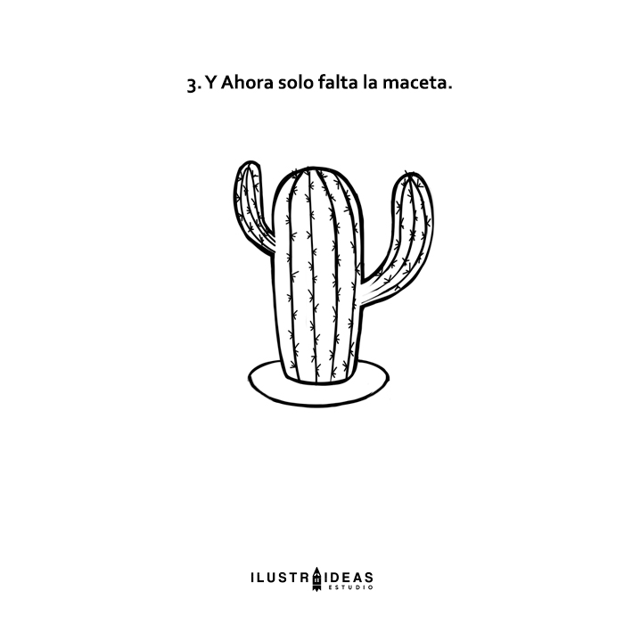 Dibuja un cactus kawaii paso a paso