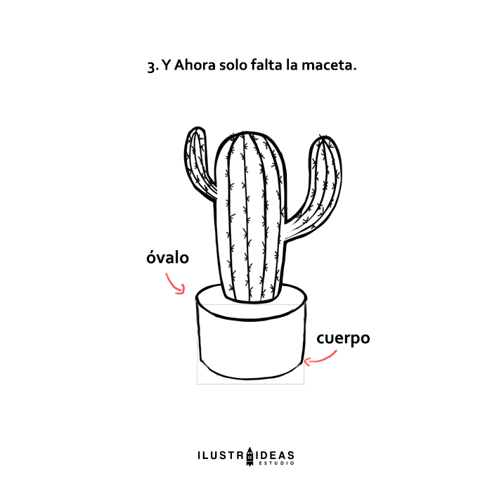 Dibuja un cactus kawaii paso a paso
