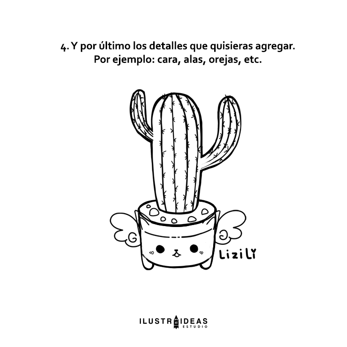 Dibuja un cactus kawaii paso a paso