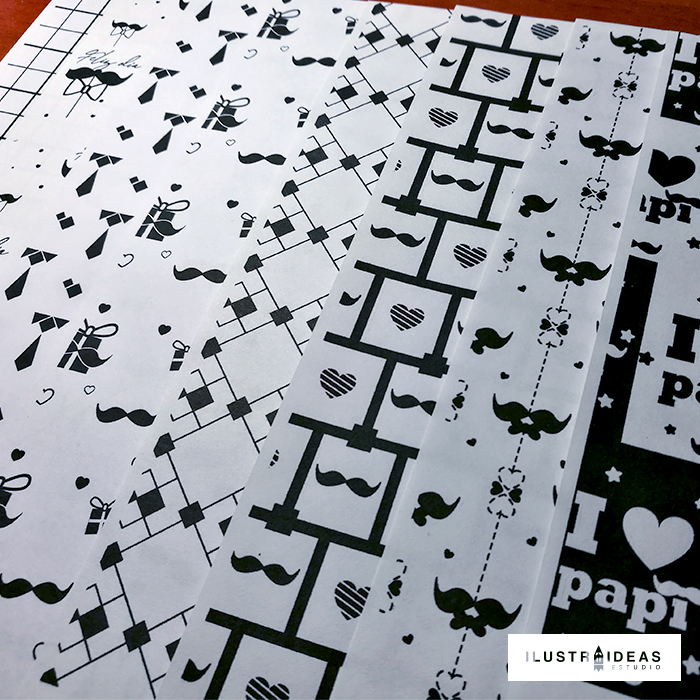 Papel deco Blanco y Negro - Día del Padre