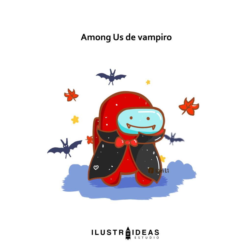 Among us con traje de vampiro