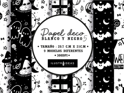 Papel deco blanco y negro N.º 5 | Halloween