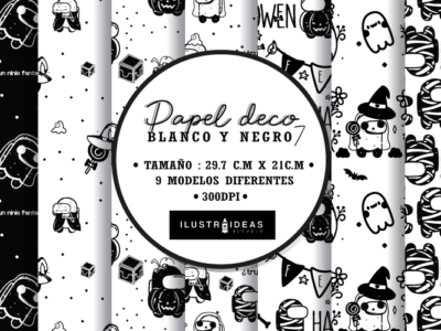 Papel deco Blanco y Negro N.º 7 |Among Us en Halloween