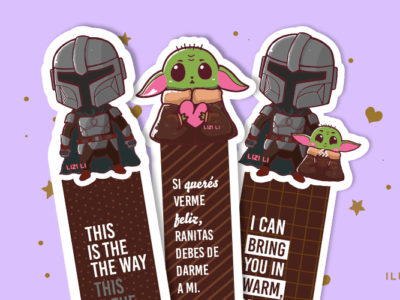 Separadores de libros de Baby Yoda y Mando