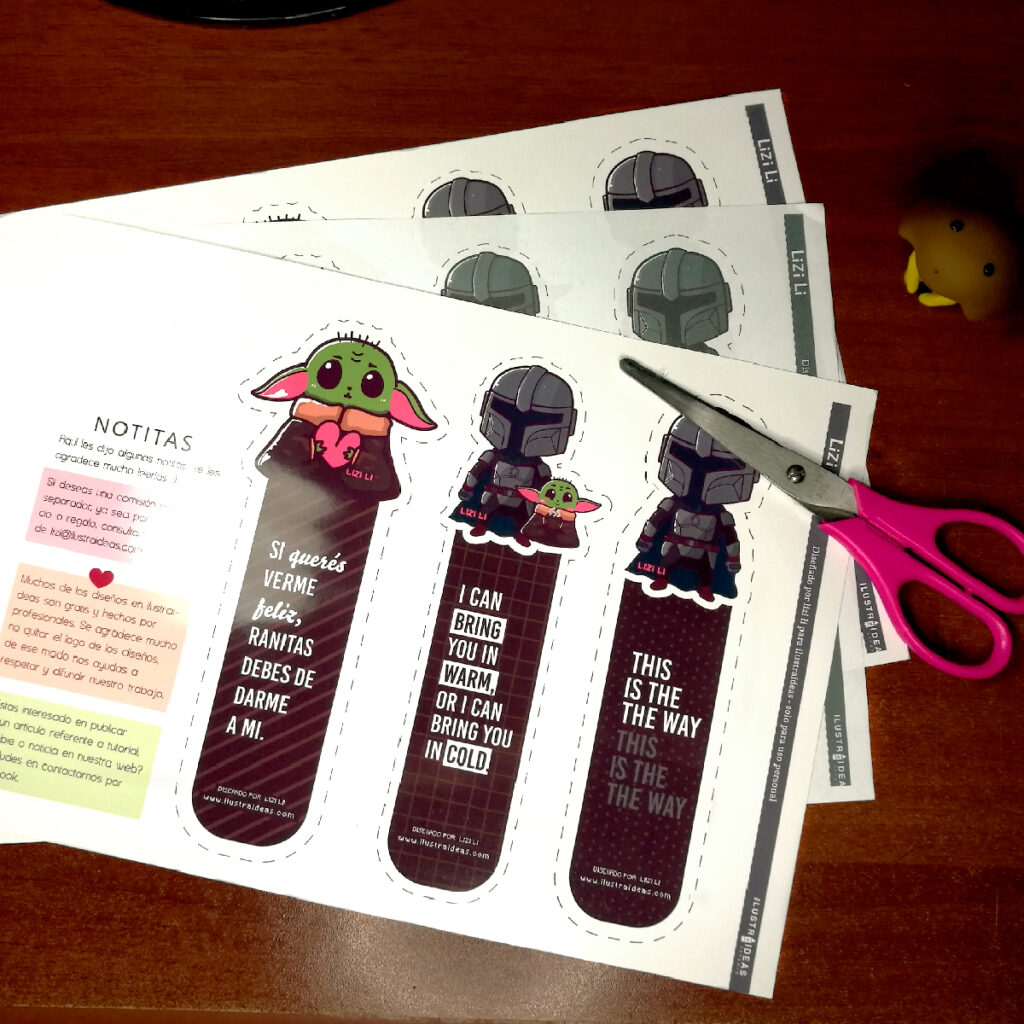 Separadores de libros de Baby yoda y Mando