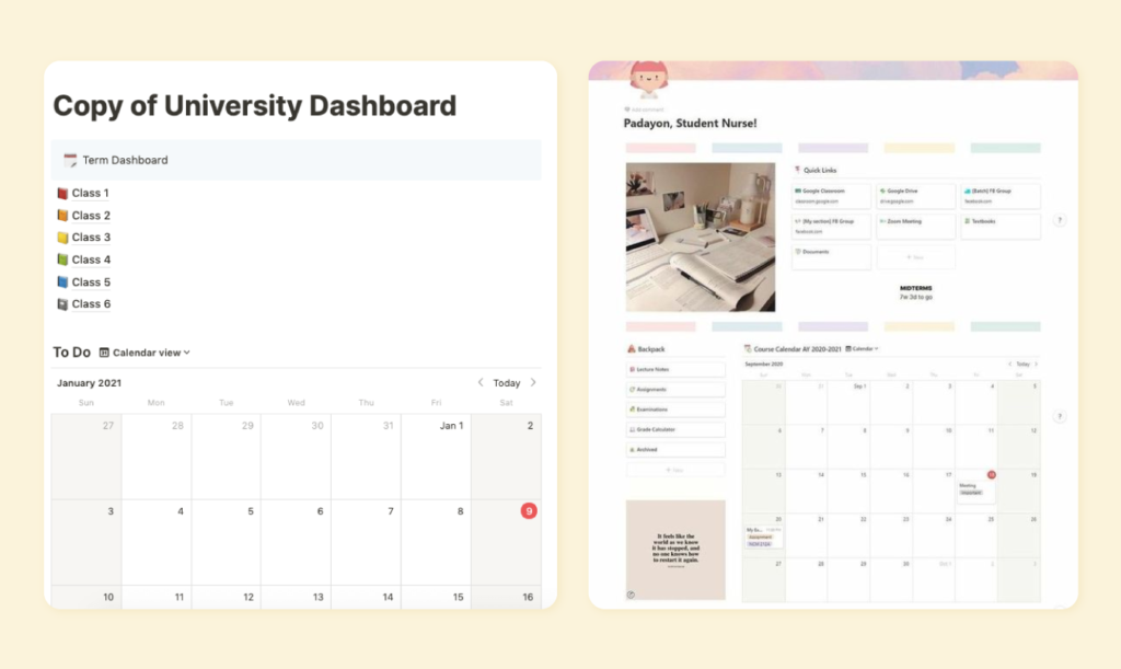 Comparación de estilos de plantillas en Notion