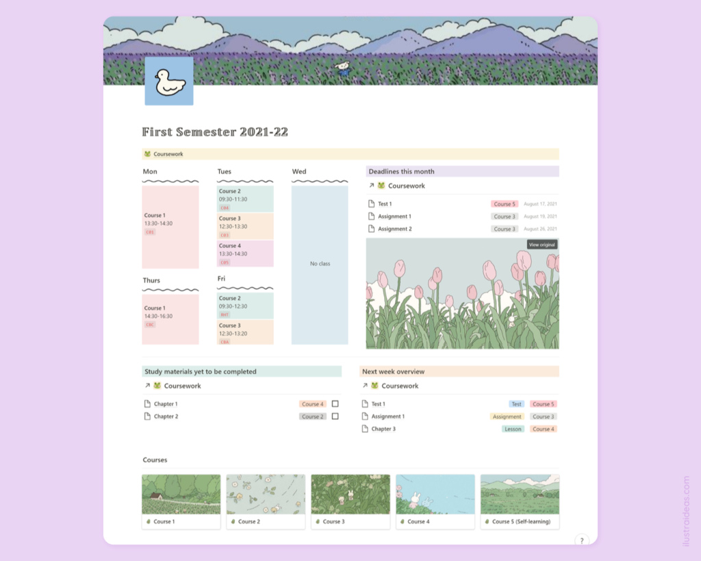 Plantilla kawaii de notion #1