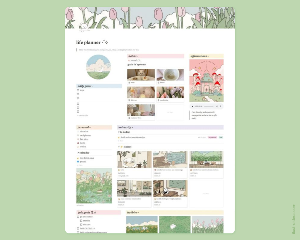 Notion: 6 plantillas kawaii para organizarte