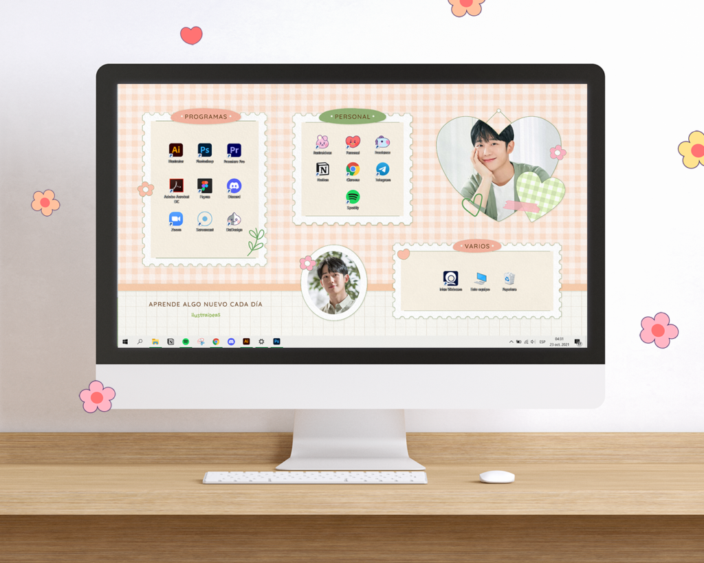 Computador con fondo de pantalla organizador de Jung Hae In