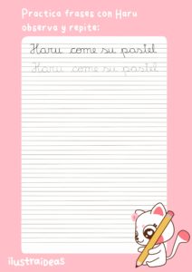 Ejercicio Caligrafía Infantil N°5 Palabras y Frases