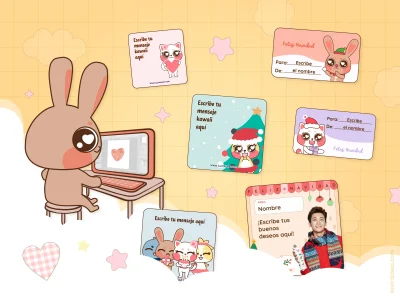 Crea tarjetas personalizadas kawaii gratis