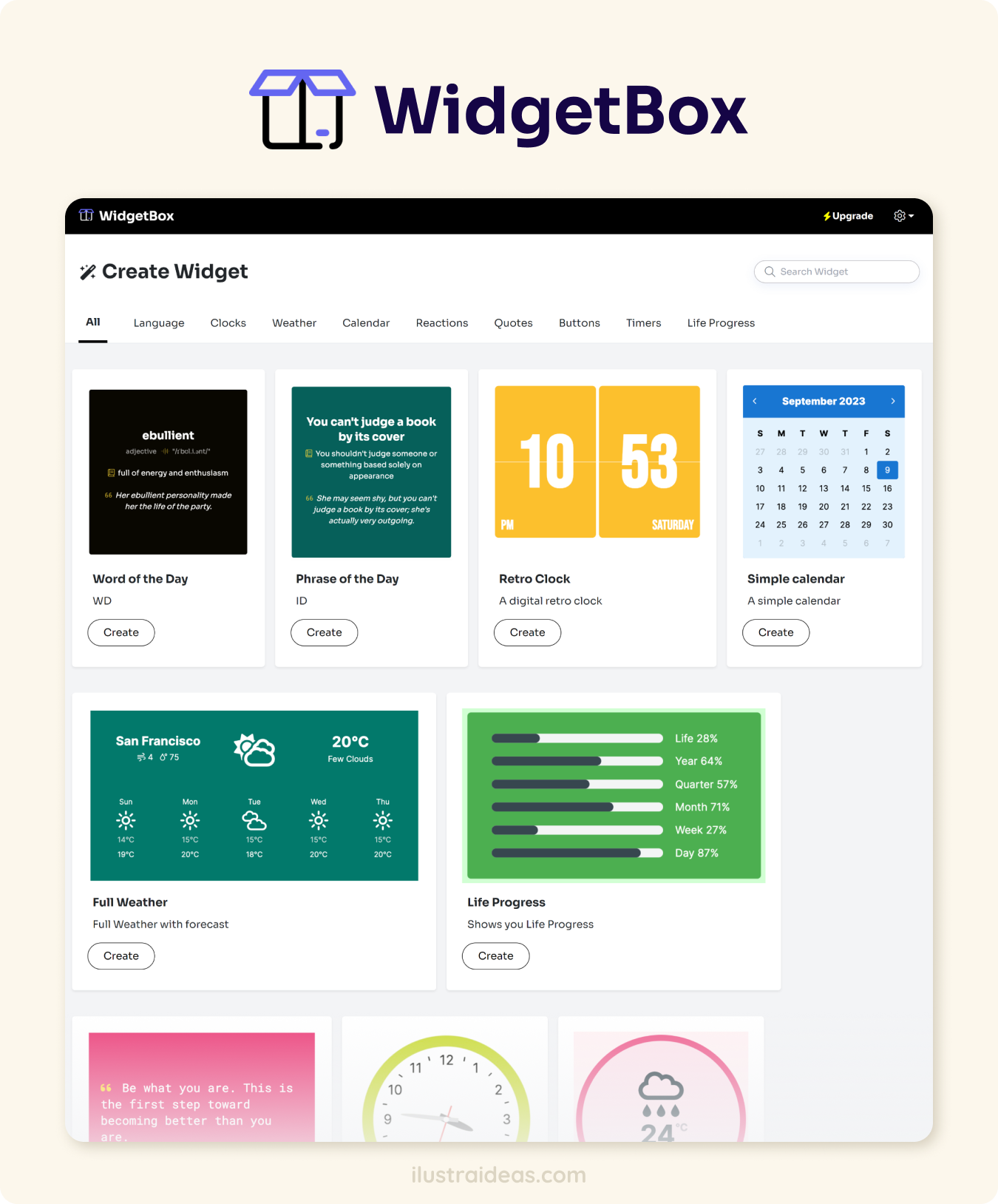 Captura de pantalla de WidgetBox